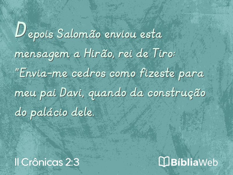 II Crônicas 2:3 em imagem para compartilhar