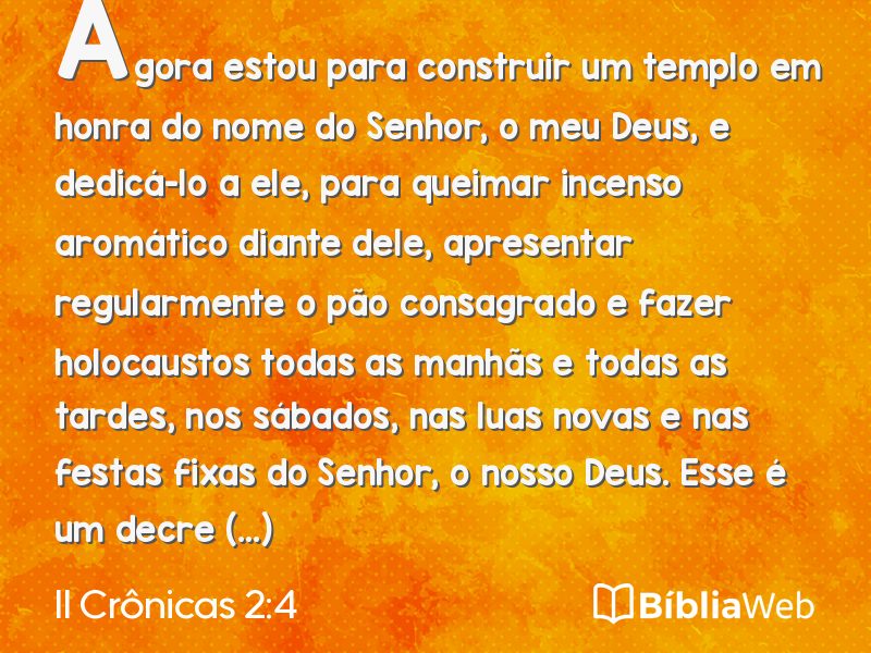 II Crônicas 2:4 em imagem para compartilhar