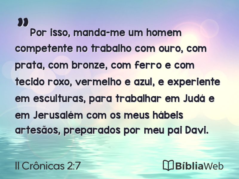 II Crônicas 2:7 em imagem para compartilhar