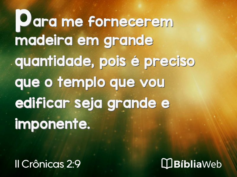 II Crônicas 2:9 em imagem para compartilhar