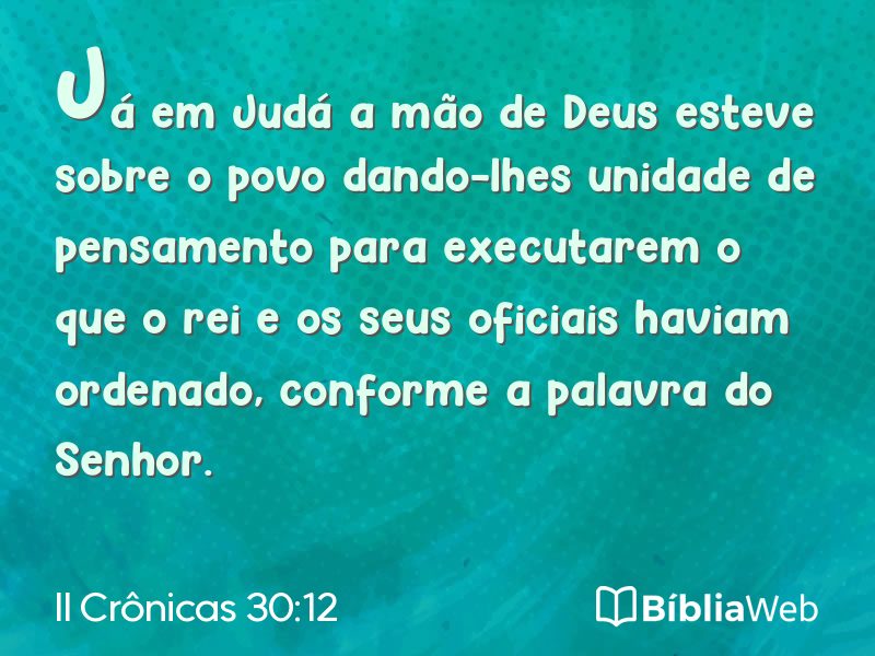 II Crônicas 30:12 em imagem para compartilhar