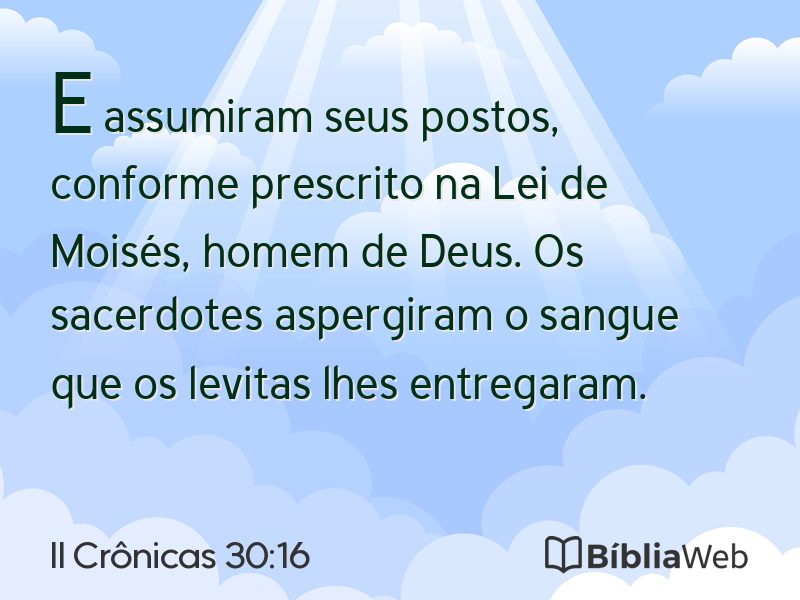 II Crônicas 30:16 em imagem para compartilhar
