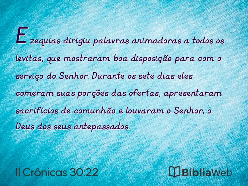 II Crônicas 30:22 em imagem para compartilhar