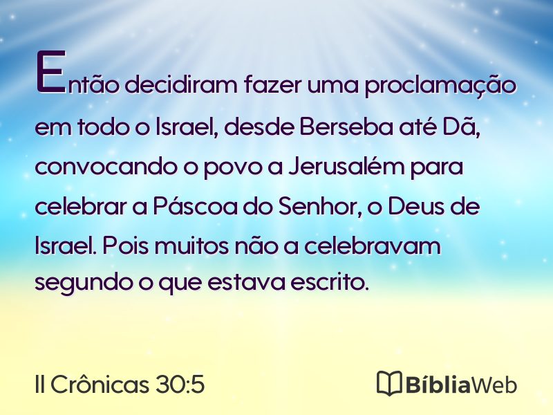 II Crônicas 30:5 em imagem para compartilhar