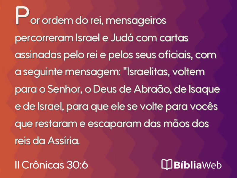 II Crônicas 30:6 em imagem para compartilhar