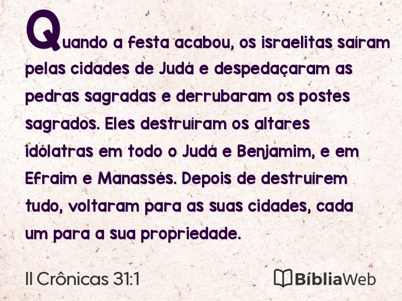 II Crônicas 31:1 em imagem para compartilhar