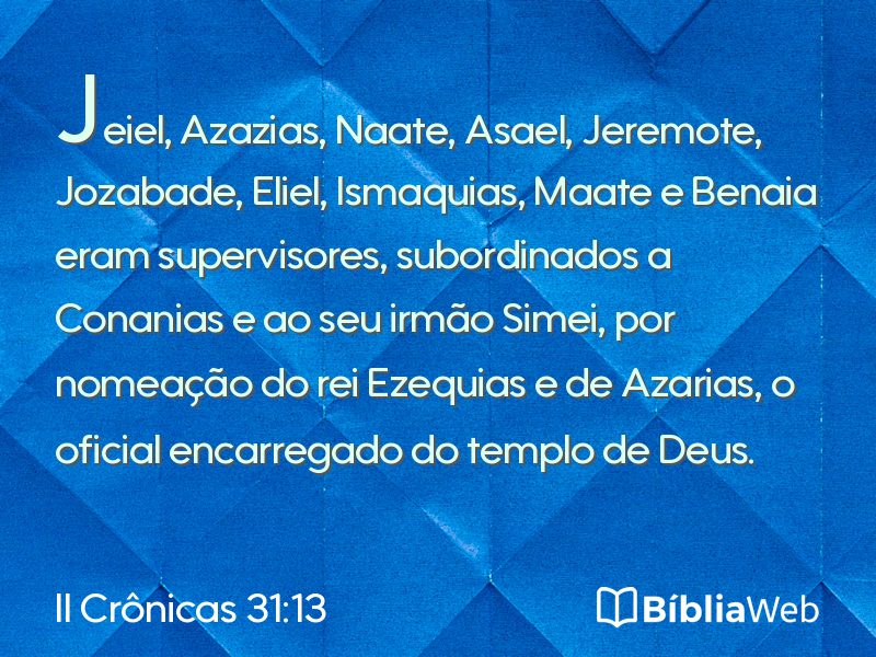 II Crônicas 31:13 em imagem para compartilhar