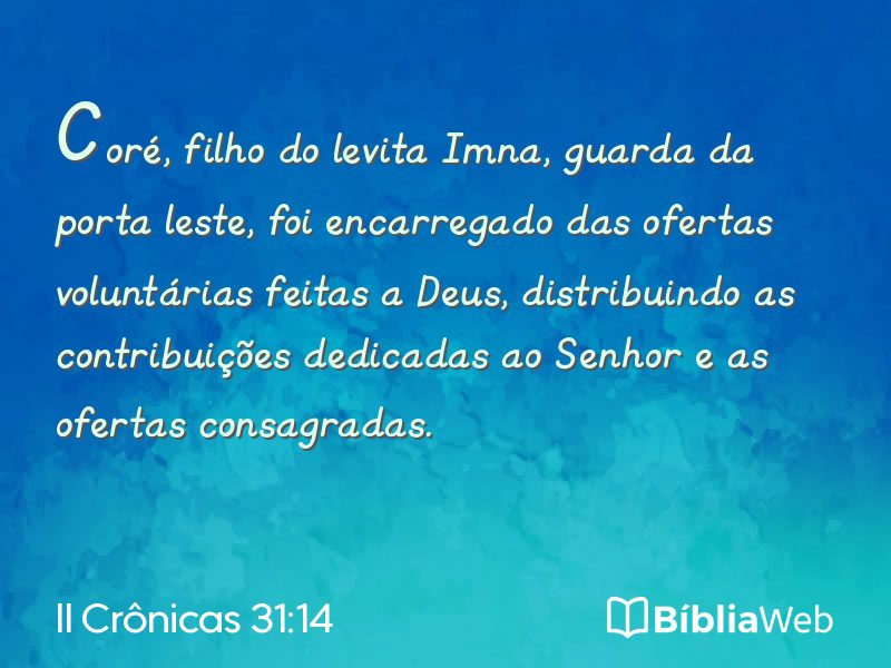 II Crônicas 31:14 em imagem para compartilhar