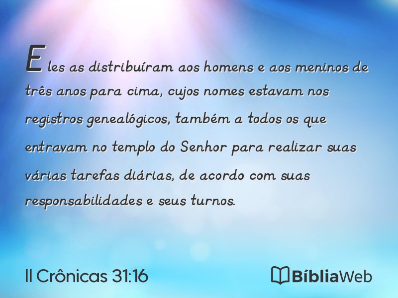 II Crônicas 31:16 em imagem para compartilhar