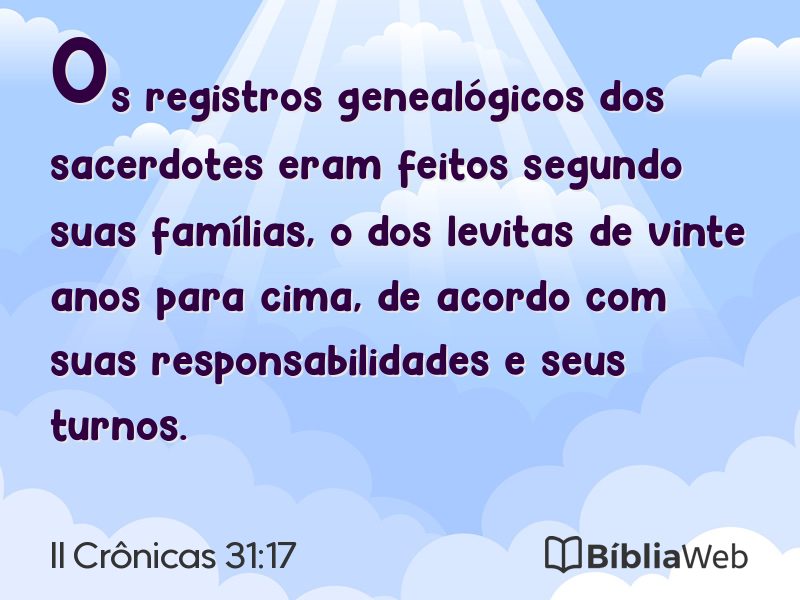 II Crônicas 31:17 em imagem para compartilhar