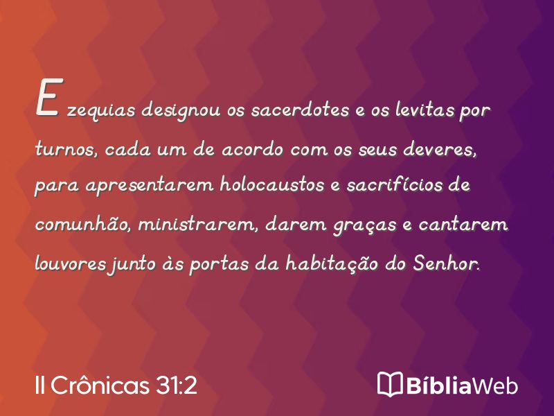 II Crônicas 31:2 em imagem para compartilhar