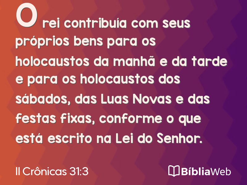 II Crônicas 31:3 em imagem para compartilhar