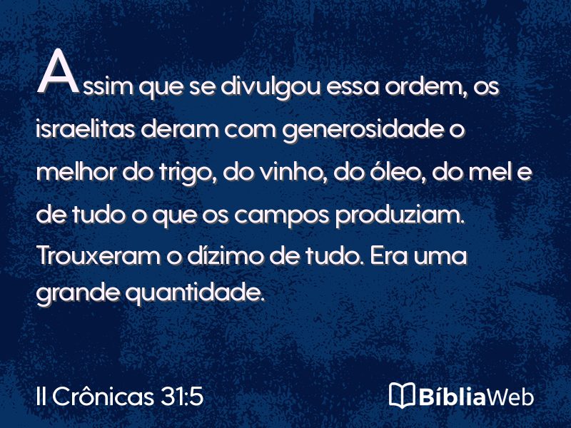 II Crônicas 31:5 em imagem para compartilhar