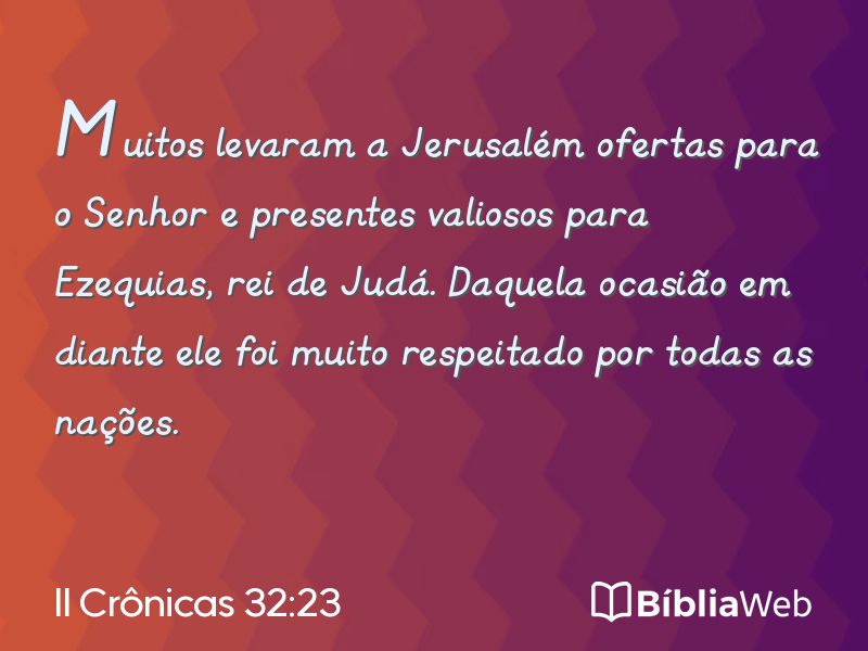 II Crônicas 32:23 em imagem para compartilhar