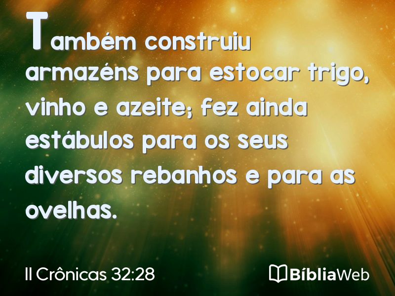 II Crônicas 32:28 em imagem para compartilhar