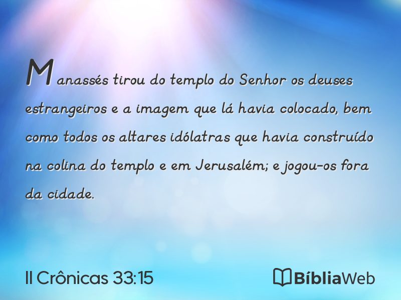 II Crônicas 33:15 em imagem para compartilhar