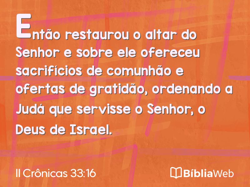 II Crônicas 33:16 em imagem para compartilhar