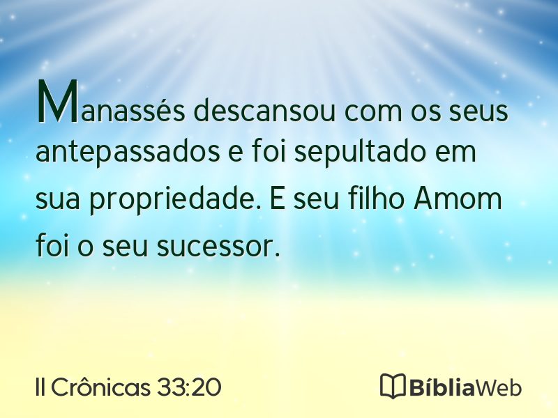 II Crônicas 33:20 em imagem para compartilhar