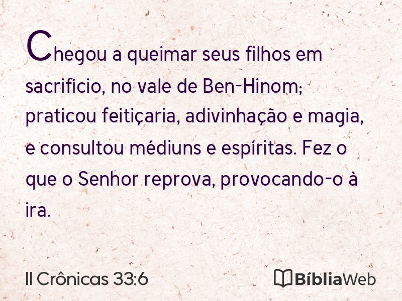 II Crônicas 33:6 em imagem para compartilhar