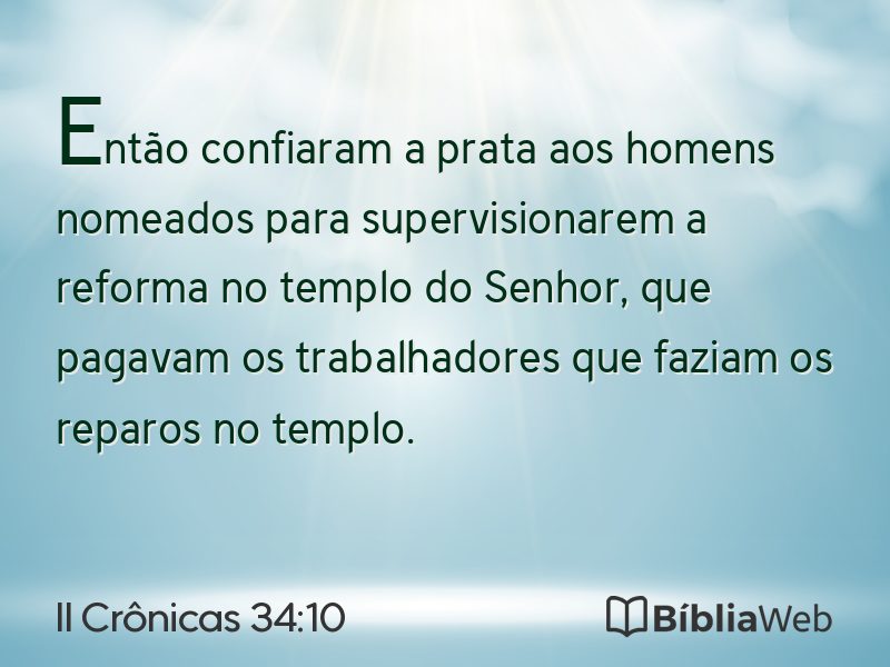 II Crônicas 34:10 em imagem para compartilhar