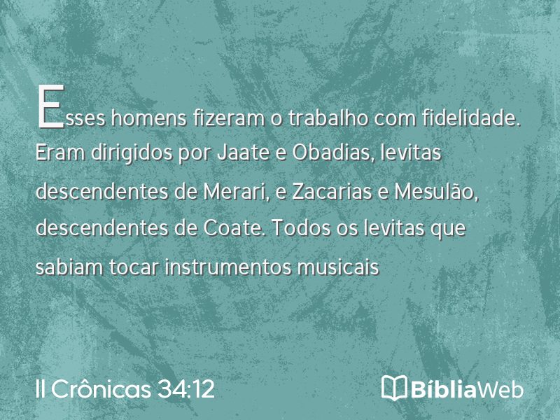 II Crônicas 34:12 em imagem para compartilhar