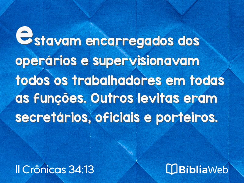 II Crônicas 34:13 em imagem para compartilhar