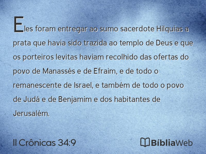 II Crônicas 34:9 em imagem para compartilhar