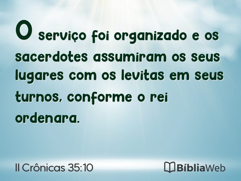 II Crônicas 35:10 em imagem para compartilhar