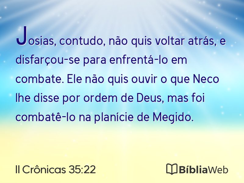 II Crônicas 35:22 em imagem para compartilhar