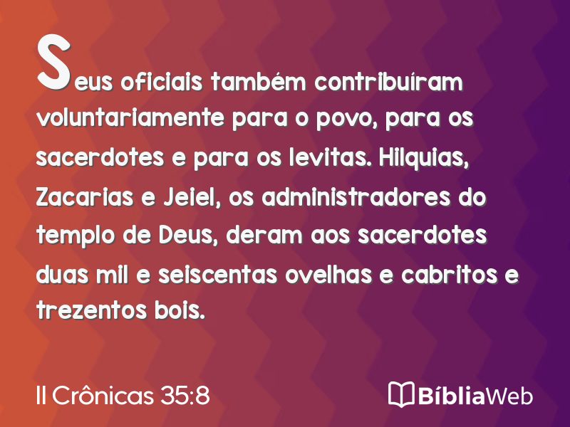 II Crônicas 35:8 em imagem para compartilhar