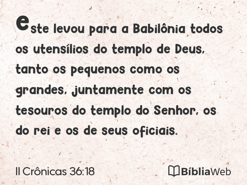 II Crônicas 36:18 em imagem para compartilhar