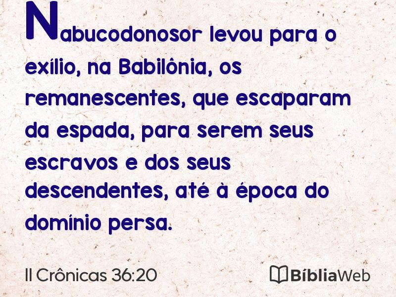 II Crônicas 36:20 em imagem para compartilhar