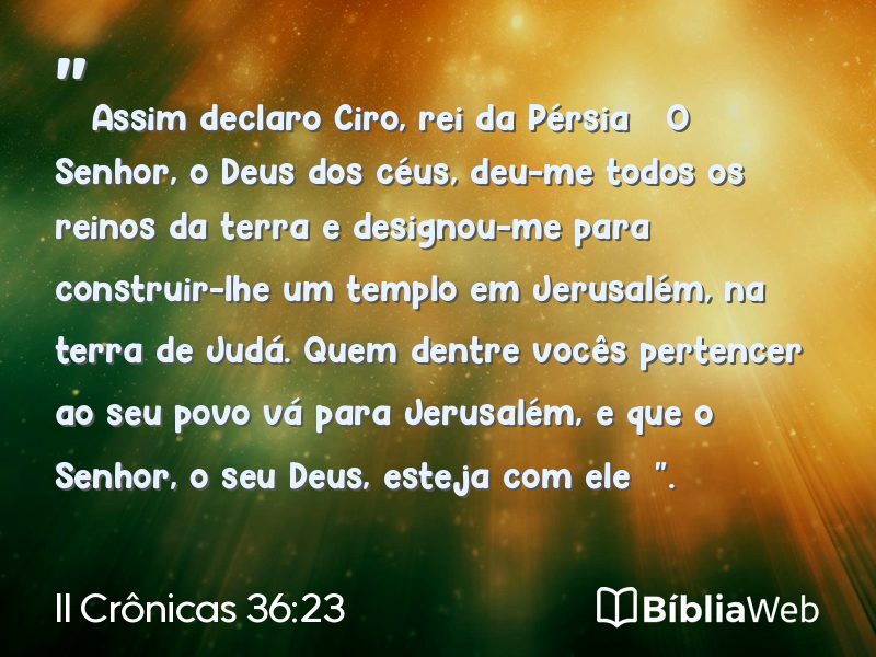 II Crônicas 36:23 em imagem para compartilhar