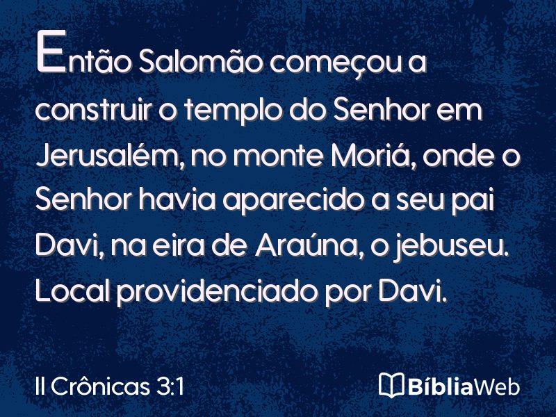 II Crônicas 3:1 em imagem para compartilhar