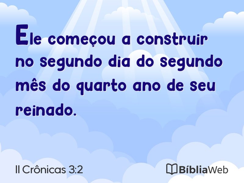 II Crônicas 3:2 em imagem para compartilhar