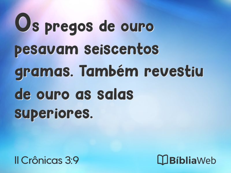 II Crônicas 3:9 em imagem para compartilhar