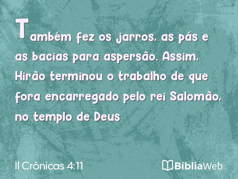 II Crônicas 4:11 em imagem para compartilhar