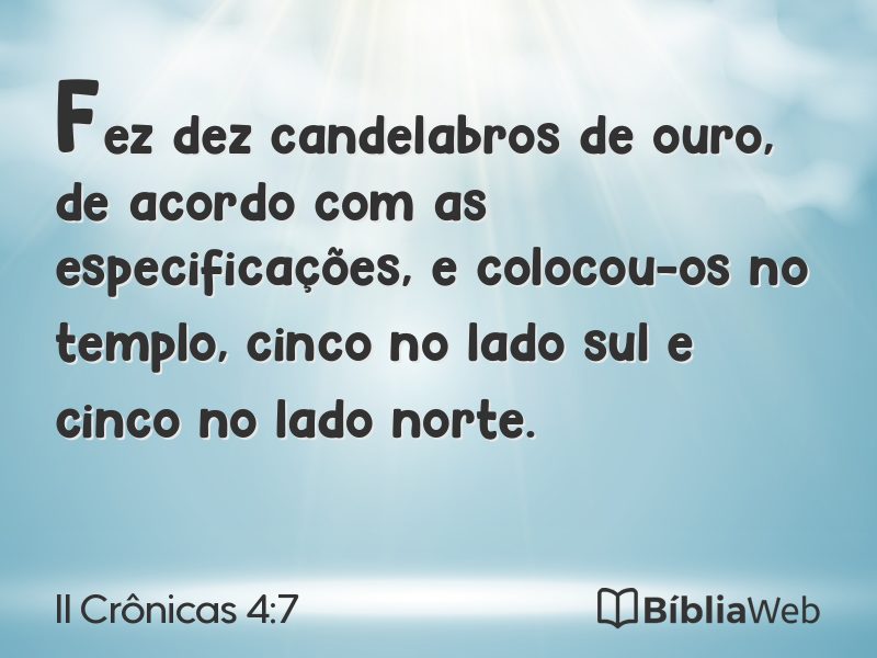 II Crônicas 4:7 em imagem para compartilhar