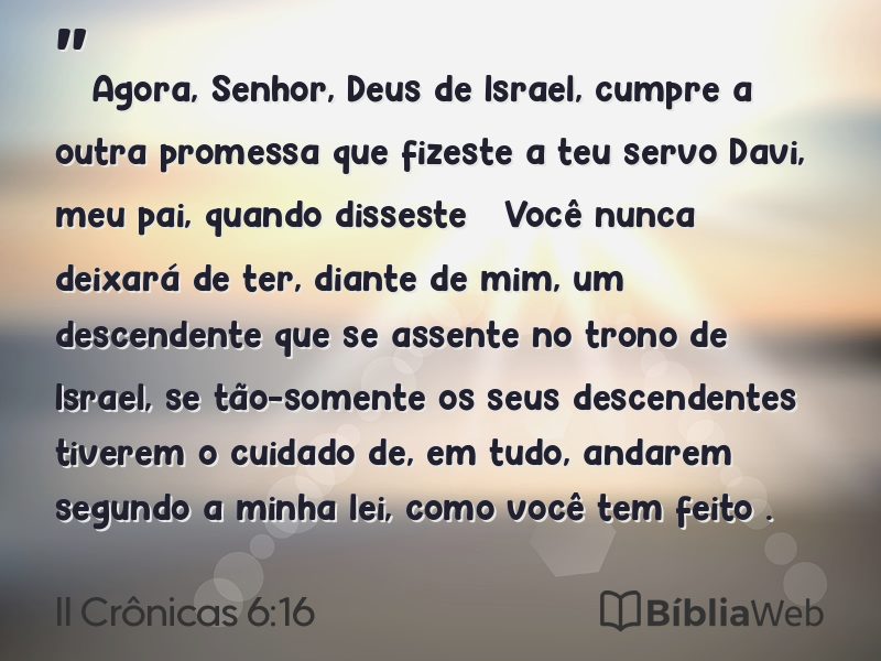 II Crônicas 6:16 em imagem para compartilhar