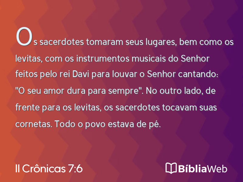 II Crônicas 7:6 em imagem para compartilhar