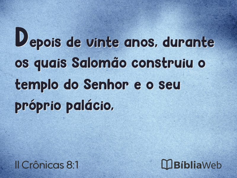 II Crônicas 8:1 em imagem para compartilhar
