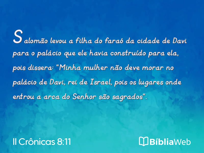 II Crônicas 8:11 em imagem para compartilhar