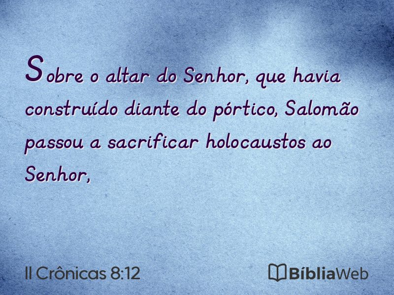 II Crônicas 8:12 em imagem para compartilhar