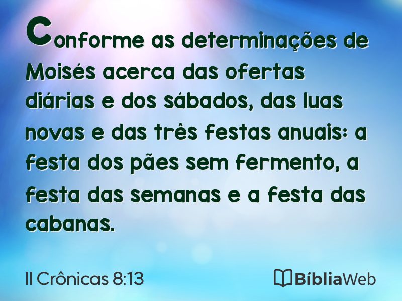 II Crônicas 8:13 em imagem para compartilhar