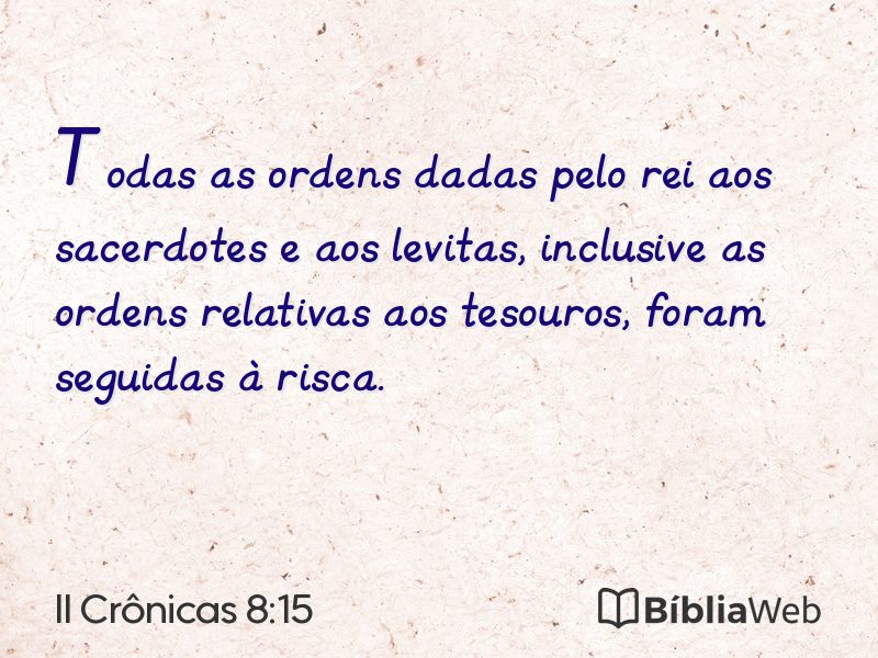 II Crônicas 8:15 em imagem para compartilhar