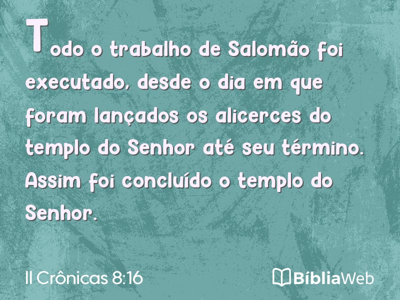 II Crônicas 8:16 em imagem para compartilhar