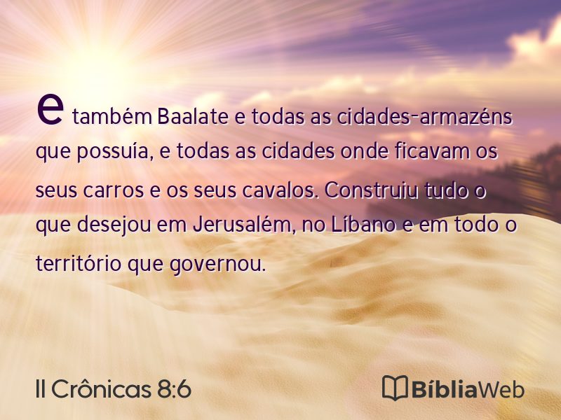 II Crônicas 8:6 em imagem para compartilhar