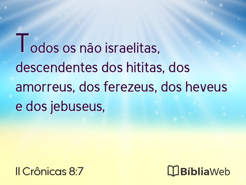 II Crônicas 8:7 em imagem para compartilhar
