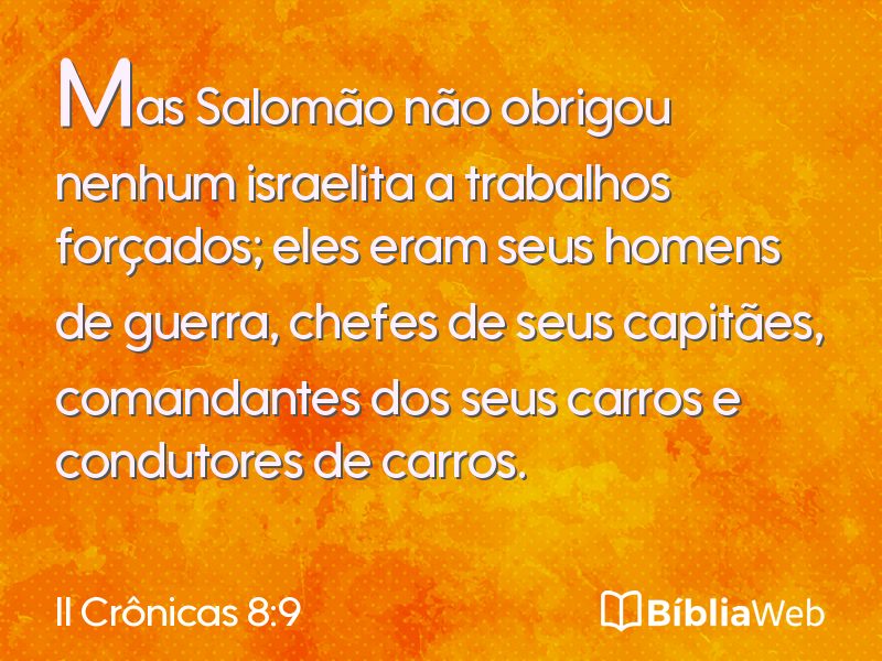 II Crônicas 8:9 em imagem para compartilhar