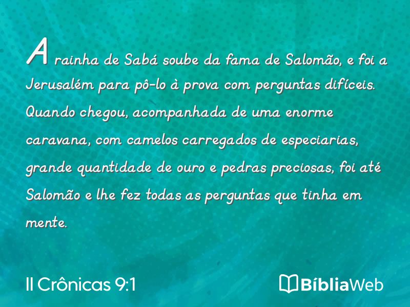 II Crônicas 9:1 em imagem para compartilhar